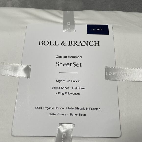 Boll Branch Sheet Set California King White Organic Cotton Luxury Ethical New - Picture 5 of 5